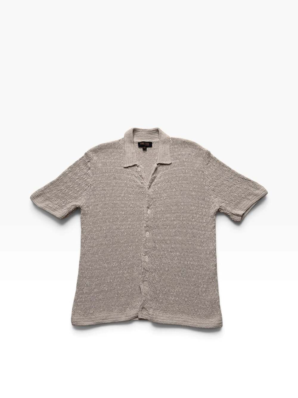 Truth by Republic Knit Polo Shirt Size M Beige Short Sleeve Resort